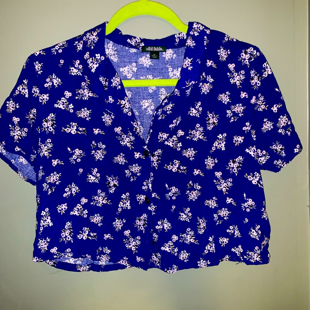 Blue Floral Crop Top